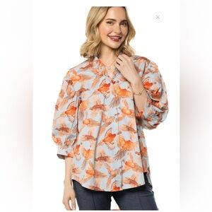 NWT Holly Shae Laura Top-Pheasant Bouquet Blue Size XL / XXL